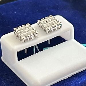 Luxury‎ Moissanite Diamond square Stud Earrings UNISEX